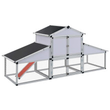 vidaXL Chicken Coop with Runs and Nest Box Aluminium Outdoor House Hutch Cage