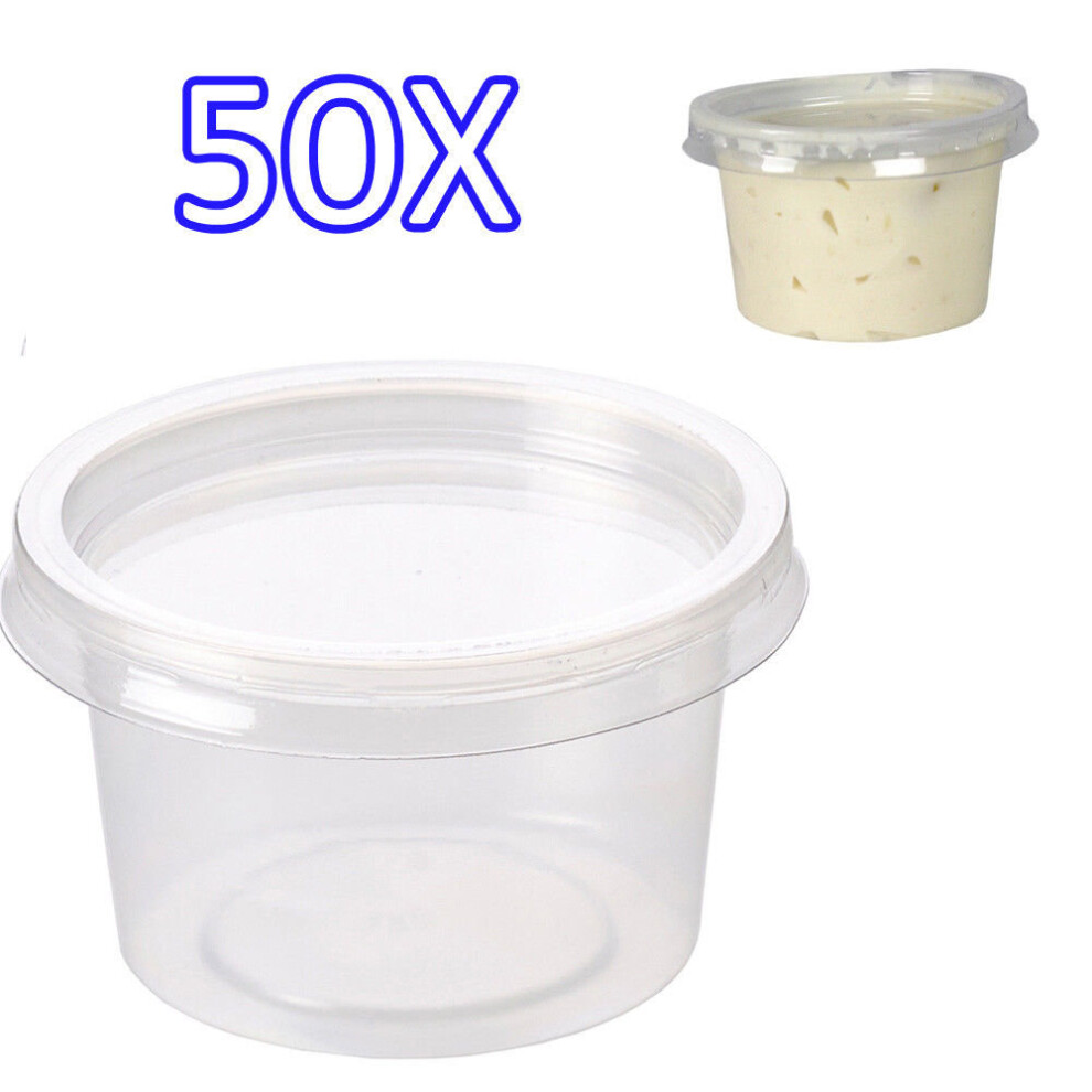 50x 4oz Clear Plastic Containers Tubs with Separate Lids Food