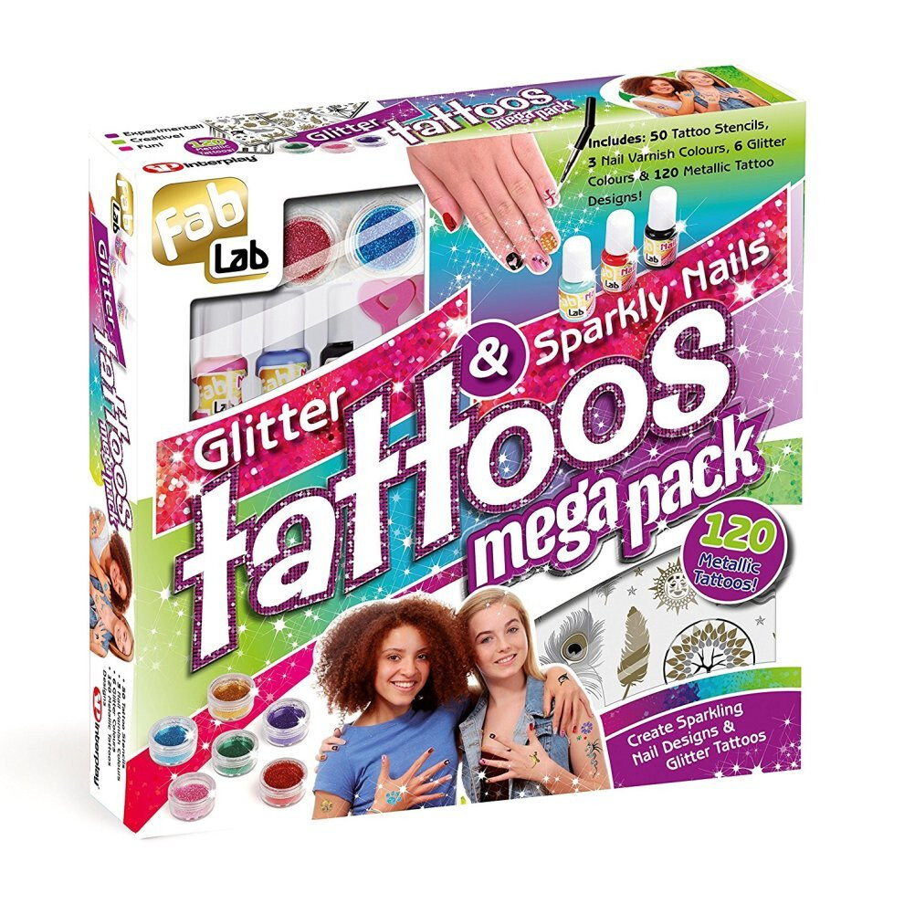 Fablab Multicoloured Glitter Tattoos & Sparkly Nails Mega Pack