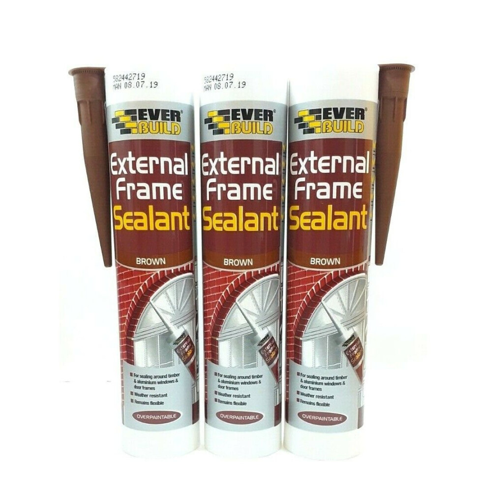 3 PCS EVERBUILD EXTERNAL FRAME SEALANT BROWN 290ML WINDOW DOOR FLEXIBLE TIMBER METAL