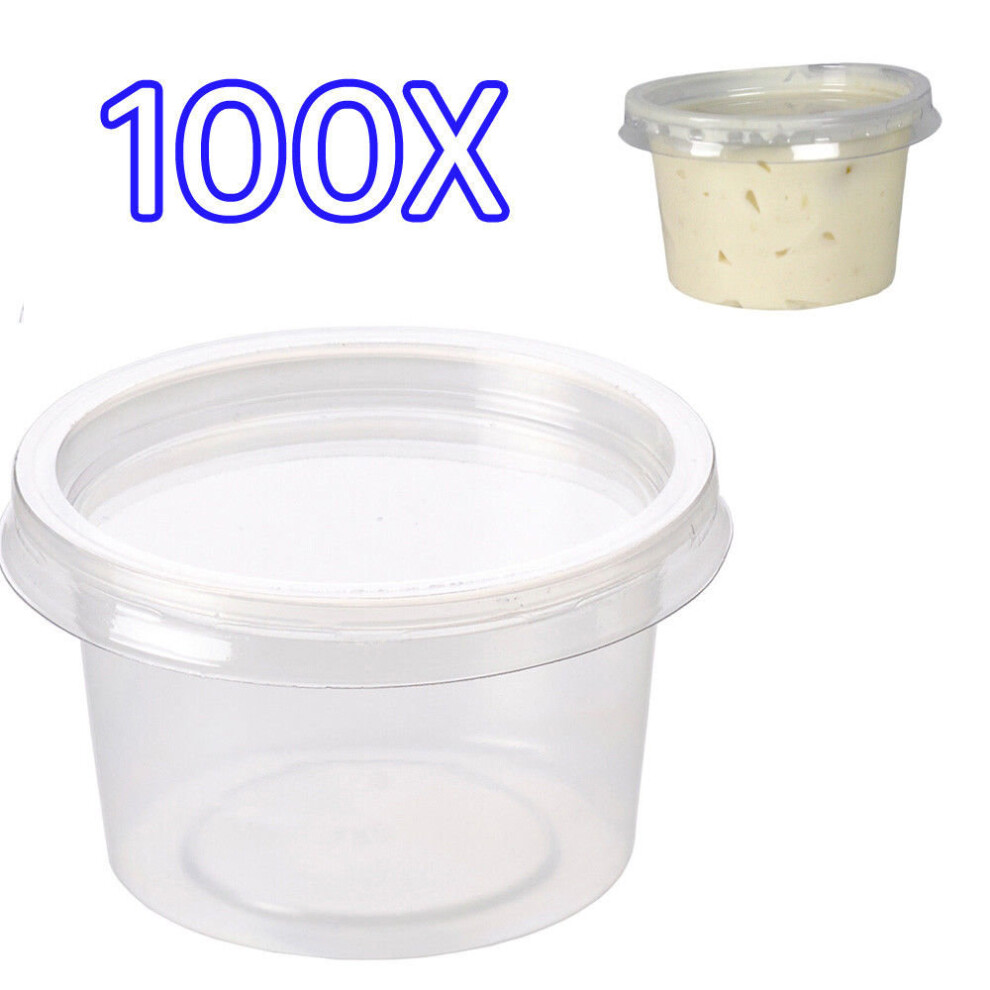 100x 4oz Clear Plastic Containers Tubs with Separate Lids Food