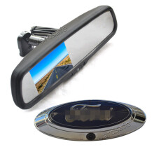 Vardsafe Emblem Reverse Backup Camera + Replacement Rear View Mirror Monitor for Ford Ranger Truck (2011-2018)