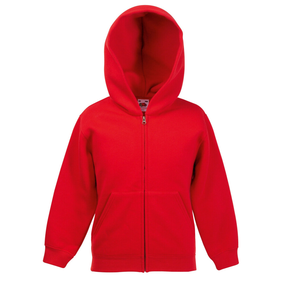 (9-11, Red) Fruit Of The Loom Kids Unisex Premium 70/30 Hooded Sweatshirt / Hoodie