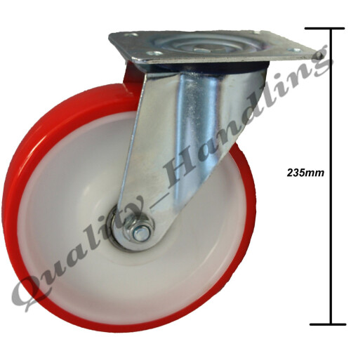 Parnells 200 mm nylon polyuréthane 2 à 2 positions fixes : 300 kg - ensemble de 4 1