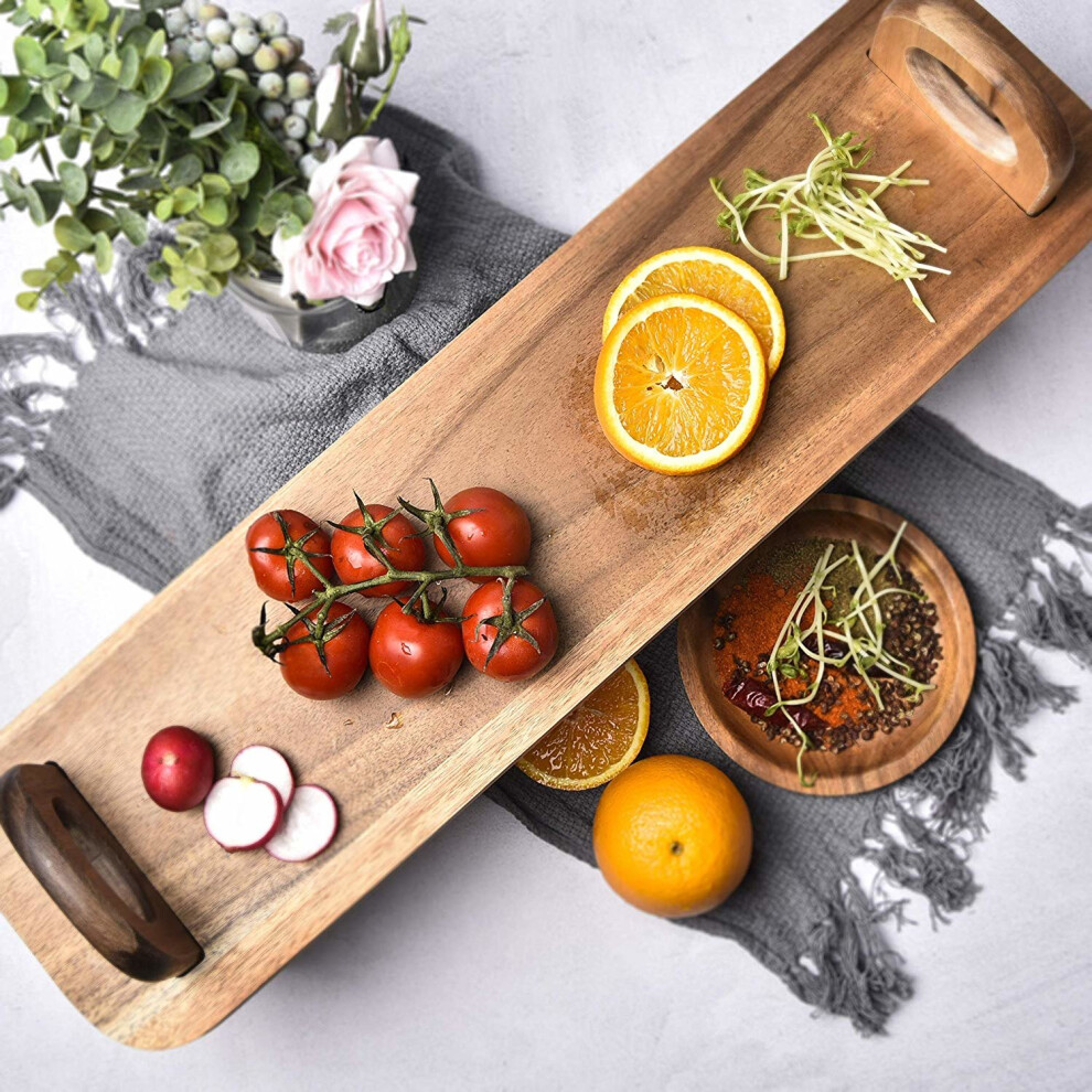 GEEZY Wooden Raised Serving Platter Board for Antipasti, Tapas, Entrees and Desserts