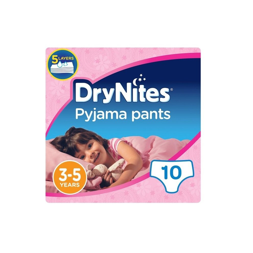 Huggies DryNites Pyjama Pants - 3-5 years  10 Pants  Girls