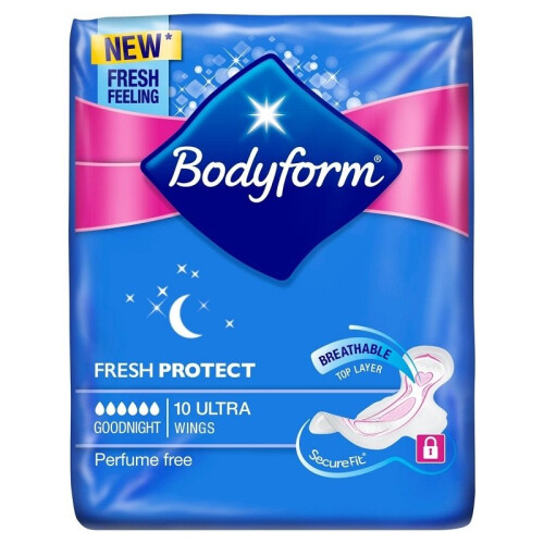 Bodyform Fresh Protect Goodnight Ultra With Wings - 10 Liners