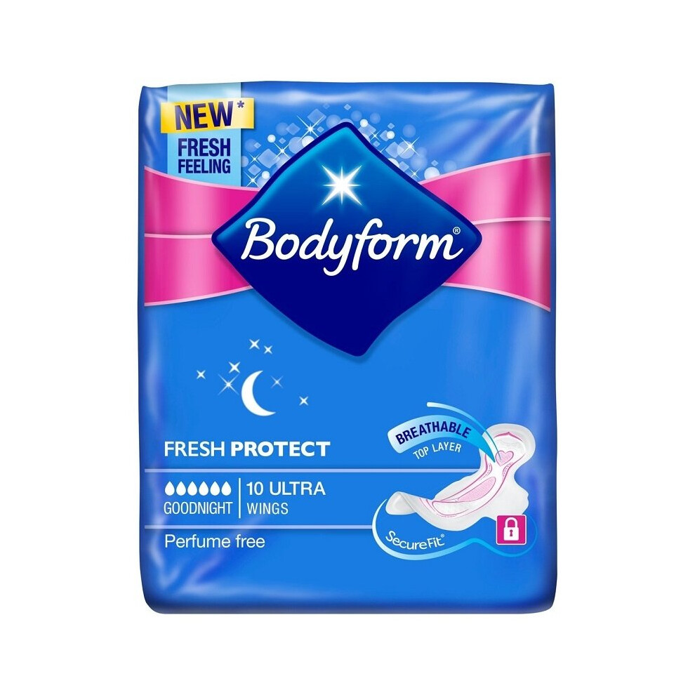 Bodyform Fresh Protect Goodnight Ultra With Wings - 10 Liners