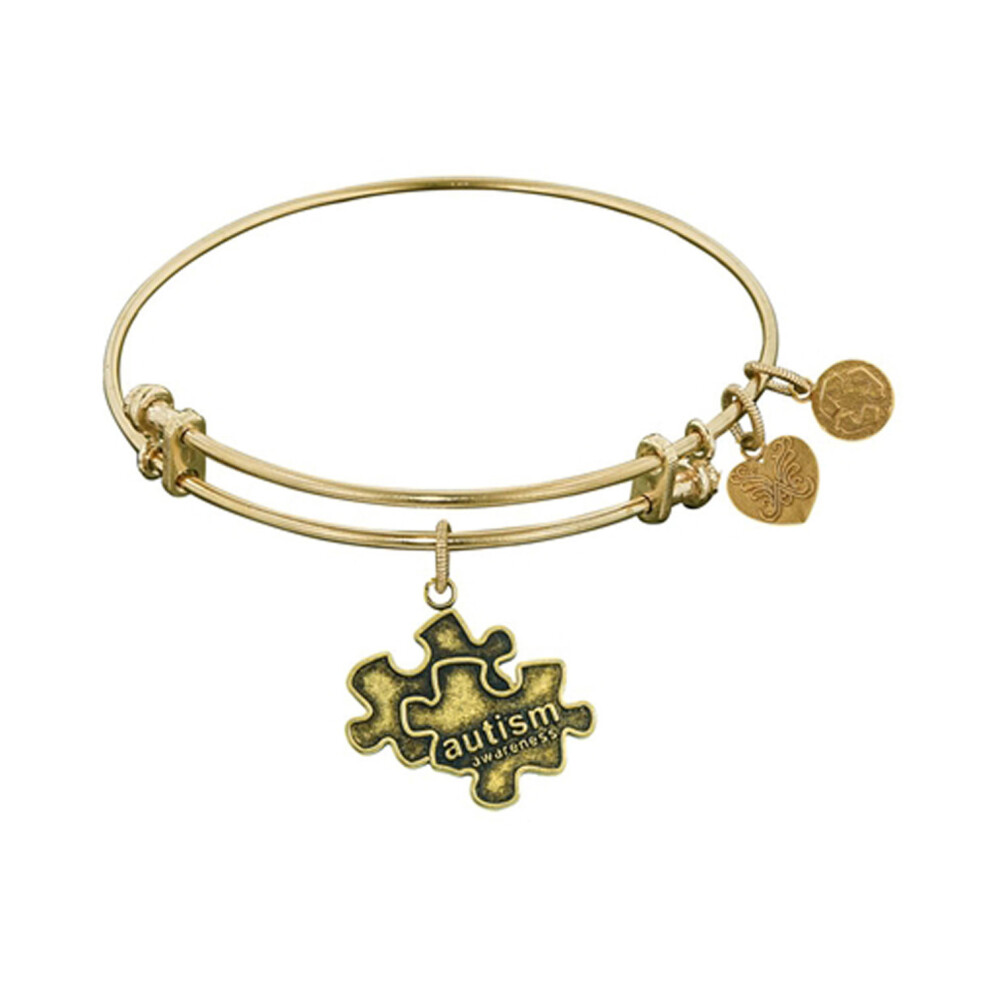 (7.25, White) Smooth Finish Brass Generation Rescue Autism Angelica Bangle Bracelet, 7.25"-image-OPC-P58SWFP-NEW