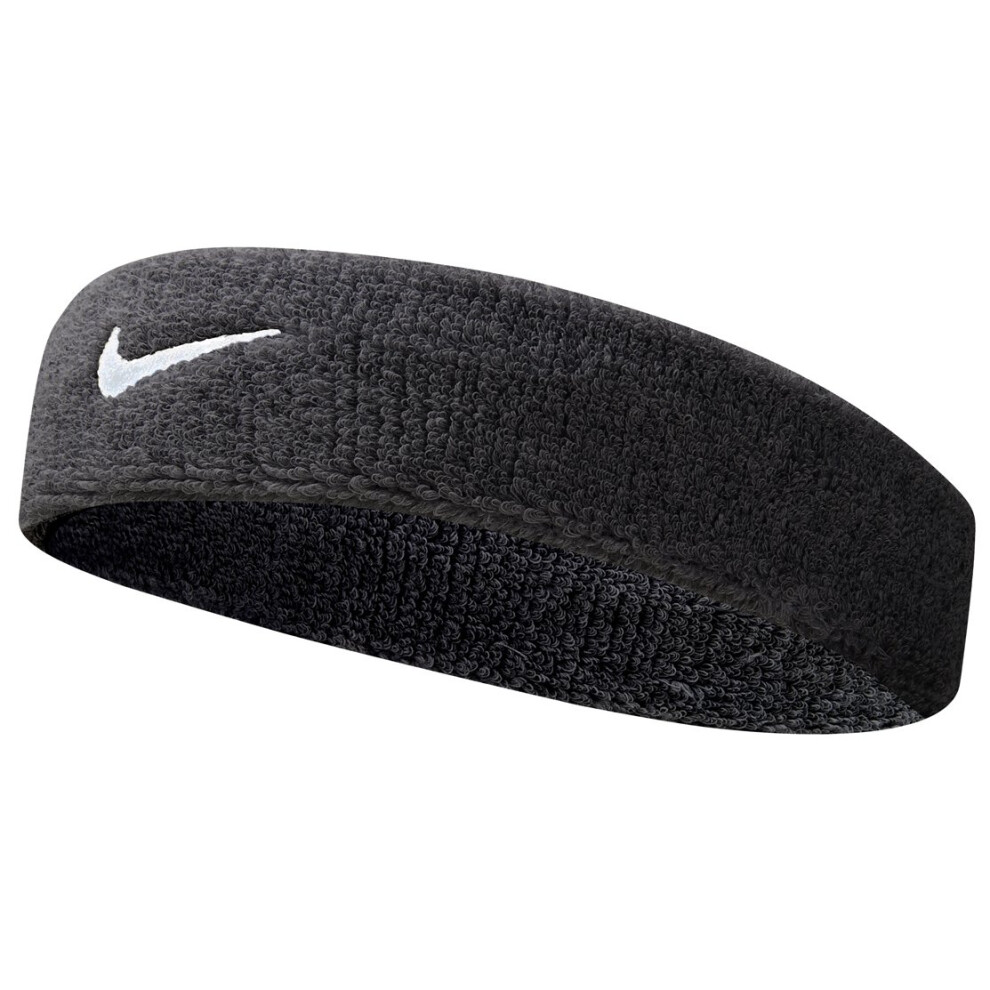Nike (One Size, ) Swoosh Headband | Sports Sweatband Black