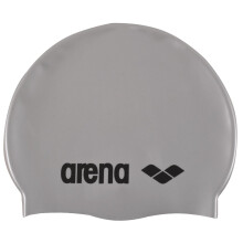 Arena classic Unisex Silicone Swim cap for Adults Training and Racing 100% Silicone Wrinkle-Free SilverBlack