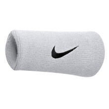 (One Size, White/Black) Nike Swoosh Doublewide Wristband