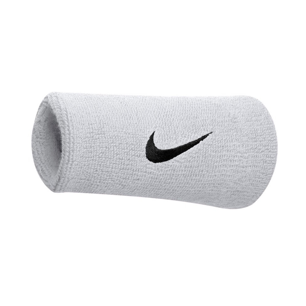 Nike (One Size, ) Swoosh Doublewide Wristband White/Black