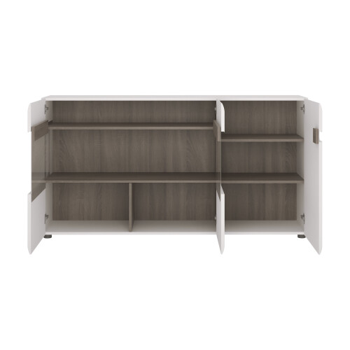 Large Sideboard 3 Door Cupboard Storage Unit Glass Display Cabinet Buffet White 2