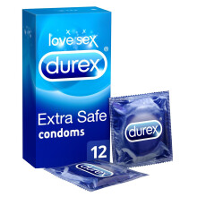 Durex Extra Safe Condoms Transparent Teat Ended & Extra Lubricated Pack Of 12