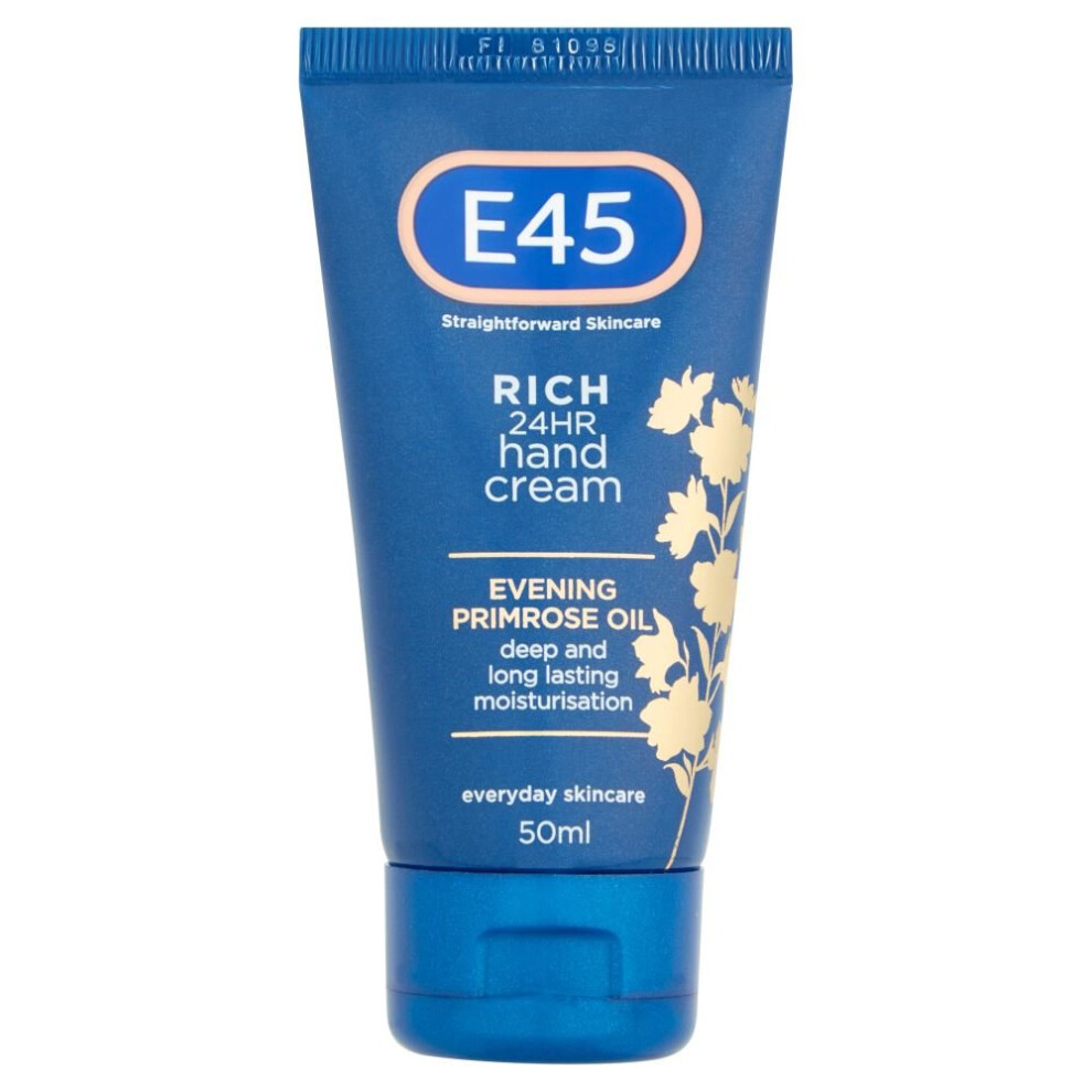 E45 Straightforward Skincare Rich 24HR Hand Cream 50ml For Dry & Sensitive Skin