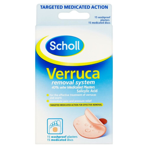 Scholl Scholl Medicated Verruca Removal System Salicylic Acid Washproof 15 Plasters