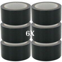 6x Black Gaffer Tape 48mm x 50m - Heavy-Duty, Waterproof Cloth Tape for Indoor/Outdoor Use