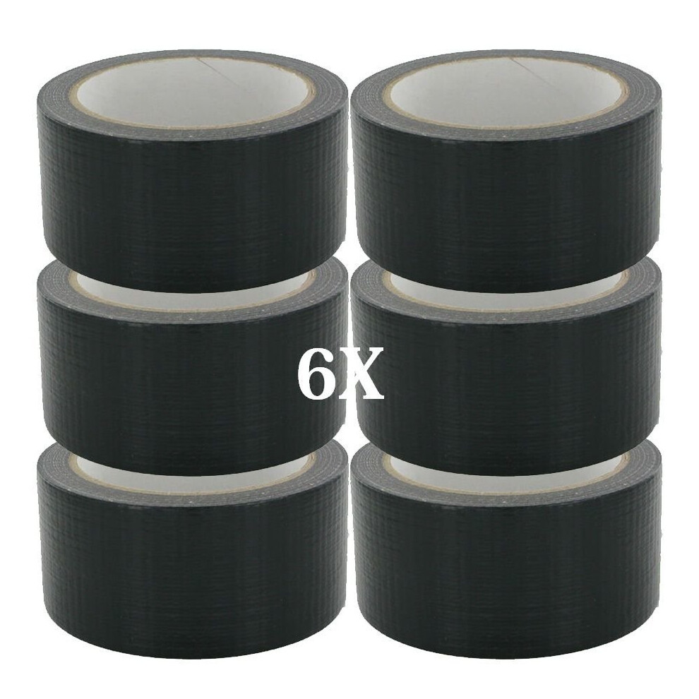 6 x BIG WIDE LONG Black Gaffer Gaffa Duck Duct Cloth Tape 48mm x 50m