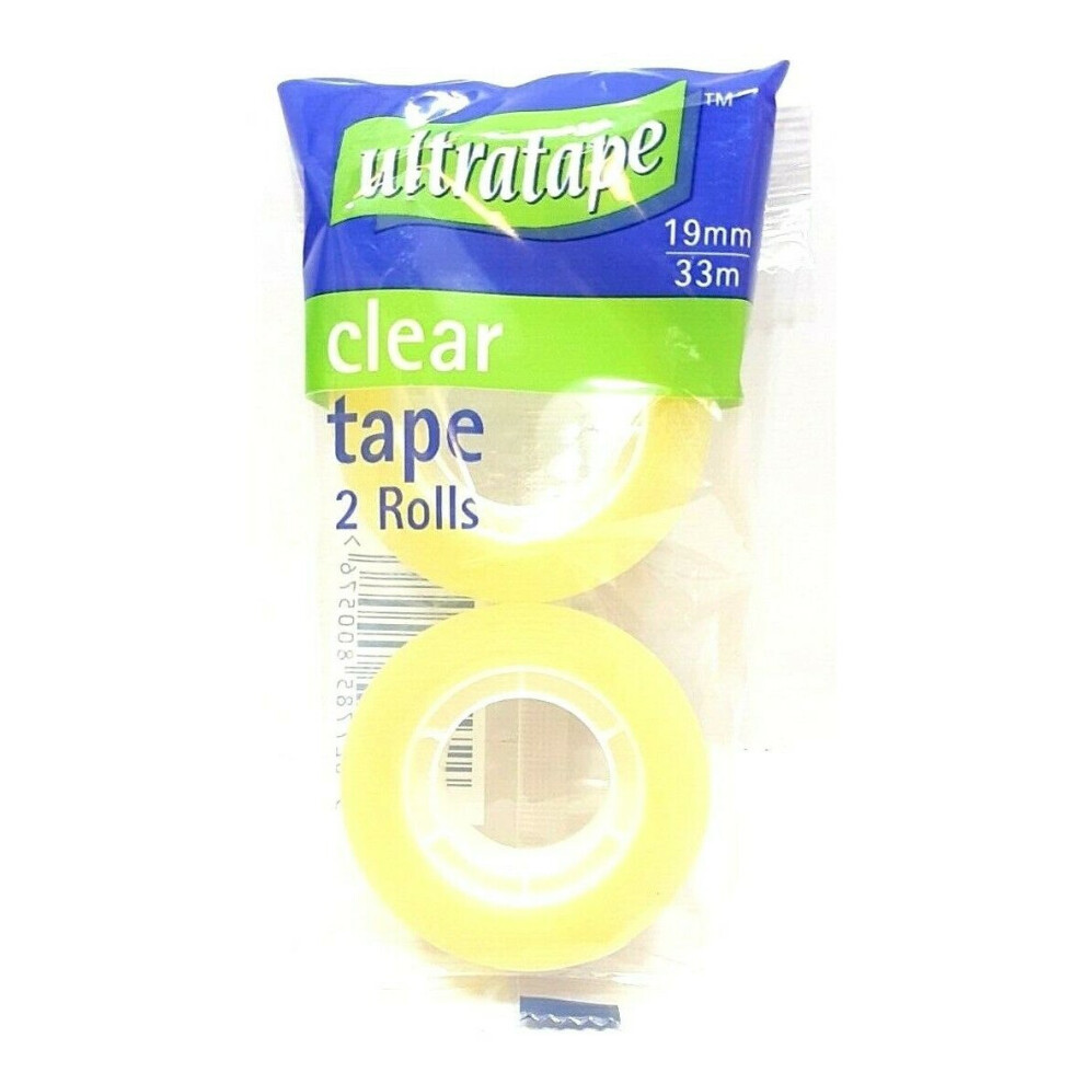 1 PACK OF ULTRATAPE 2 CLEAR TAPE ROLLS CRAFTS HOME OFFICE SCHOOL 19MM X 33M