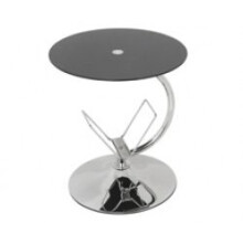 King Black Glass Decorative End Table Side Table Coffee Table, Round, 45cm x 45cm, for Living Rooms, Lounges, Study, etc