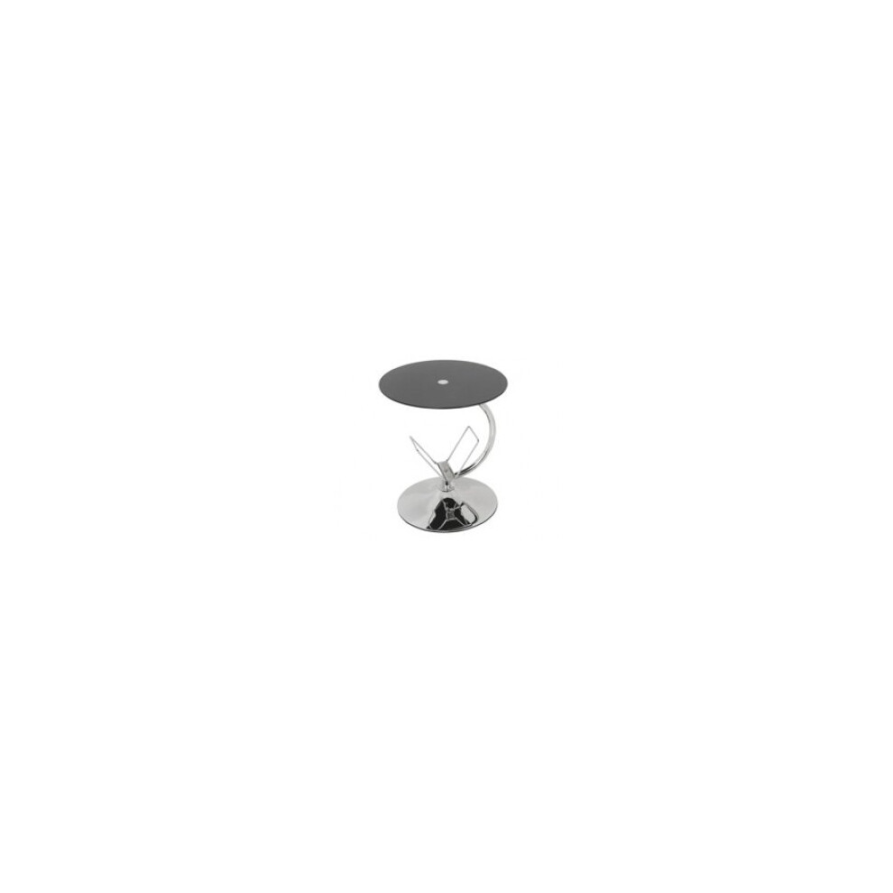 King Black Glass Decorative End Table Side Table Coffee Table, Round, 45cm x 45cm, for Living Rooms, Lounges, Study, etc