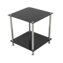 King Black Glass End Table Side Table Coffee Table, Square, 45cm x 45cm, for Living Rooms, Lounges, Study, etc