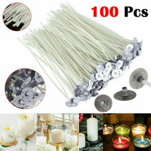 100PCS PRE WAXED CANDLE WICKS FOR CANDLE MAKING WITH SUSTAINERS