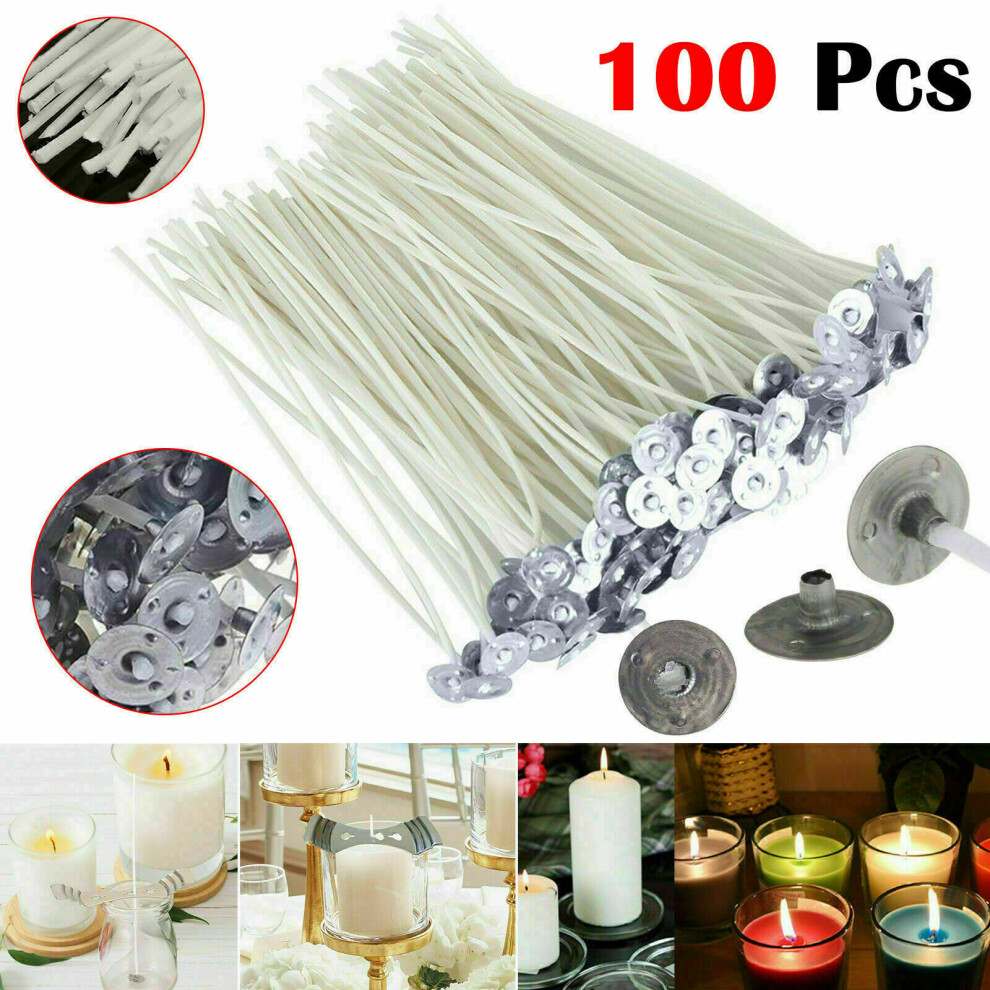 100PCS PRE WAXED CANDLE WICKS FOR CANDLE MAKING WITH SUSTAINERS