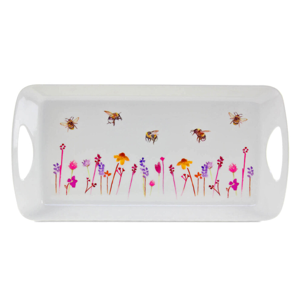 Medium 41x20 cm Busy Bees Serving Tray Platter Watercolour Floral Print Design