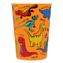 Kids Children Orange Melamine Dinosaur Design Beaker Toddler Home Drinking Cup