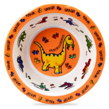 Kids Children Orange Melamine Dinosaur Design Bowl Toddler Breakfast Food Bowls