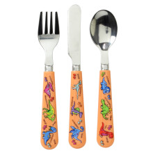 3pc Dinosaur Design Kids Childrens Cutlery Set Plastic Spoon Fork Knife Gift