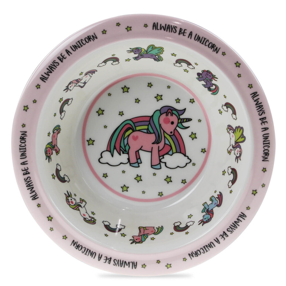 Kids Children Melamine Unicorn Bowl Toddler Dinnerware Home Kitchen Bowls Pink Lesser & Pavey