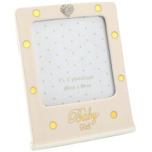 Mad Dots Baby Diamante Heart Detail Ceramic Photograph Photo Picture Frame Pink