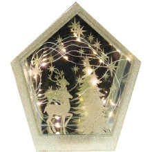 12 LED Silver Christmas Light Up Glass Reindeer Decoration Xmas Festive Ornament