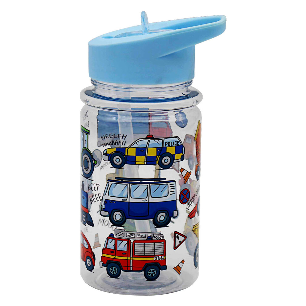 Vehicles Kids Boys Children Drinking Water Milk Bottle Folding Straw Bottle