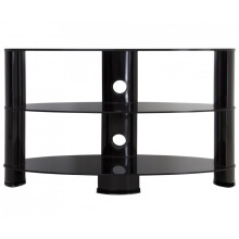 Universal TV Stand Black Glass Oval 85cm suitable up to 40" inch for HD Plasma LCD LED OLED Curved TVs