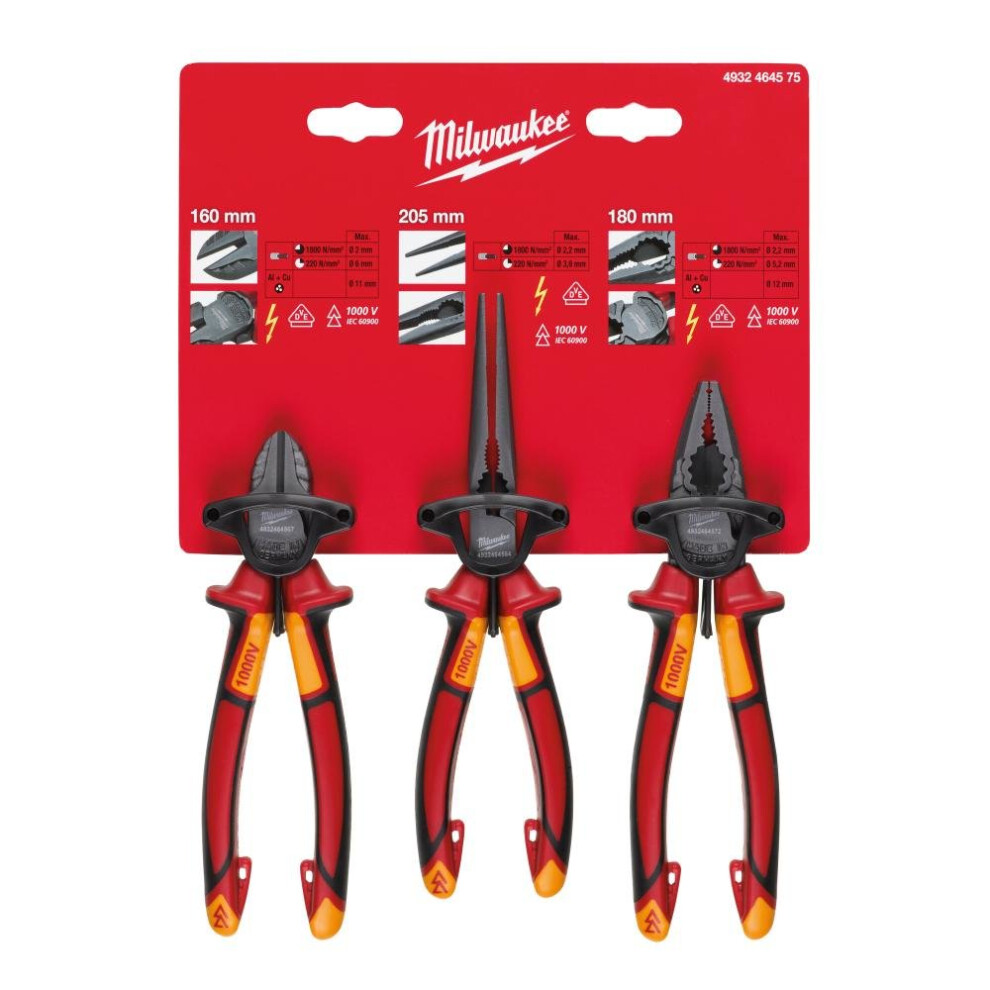 Milwaukee 4932464575 VDE 3pcs Plier Set