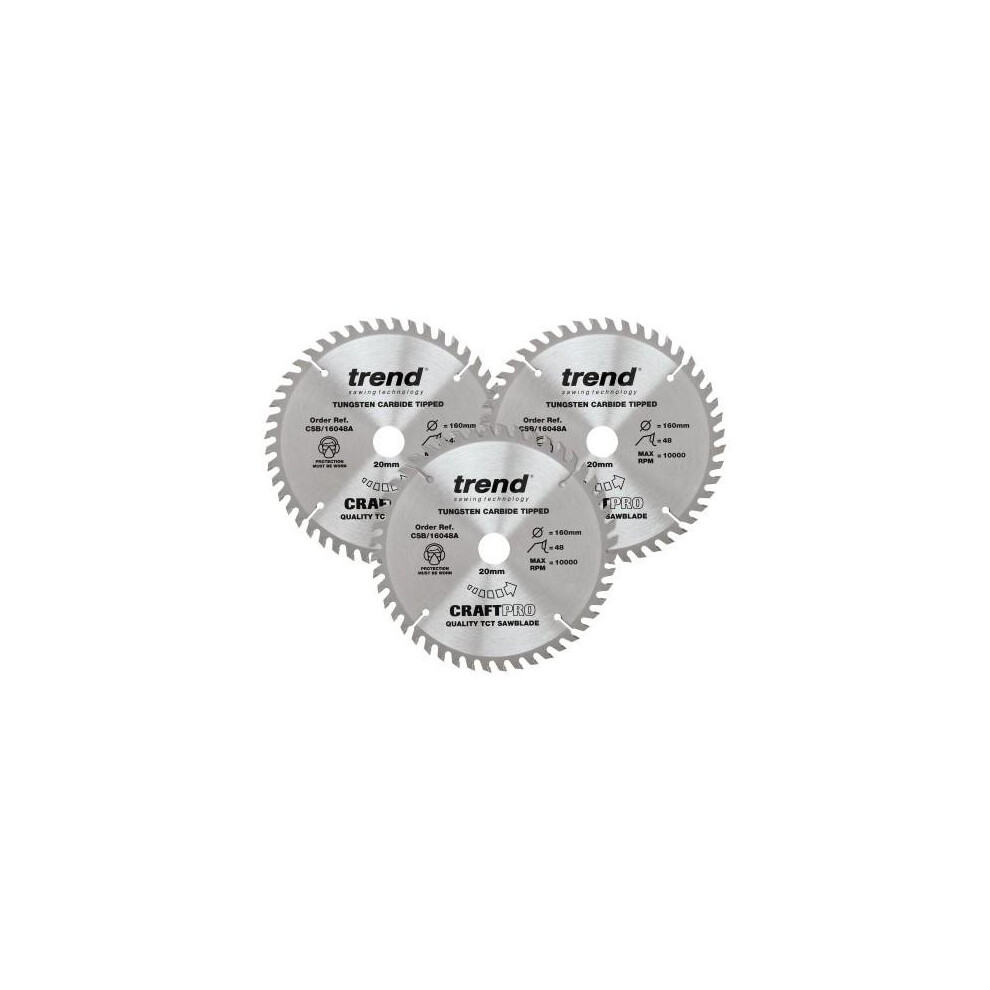 Trend 160mm x 48T x 20mm Triple pk Plunge Saw Blade