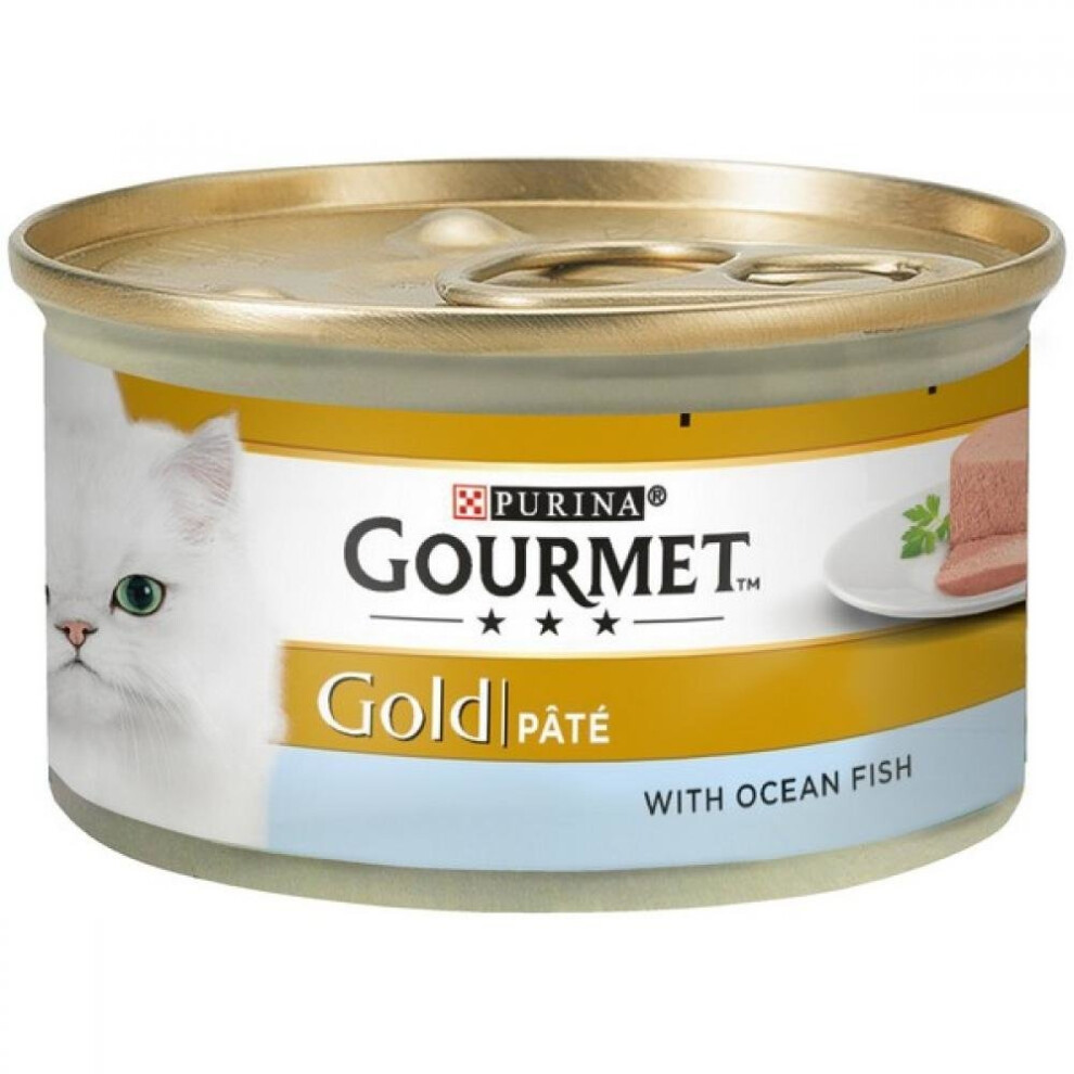Purina 12Pk Gourmet Pate With Ocean Fish Wet Cat Food Tins Gold