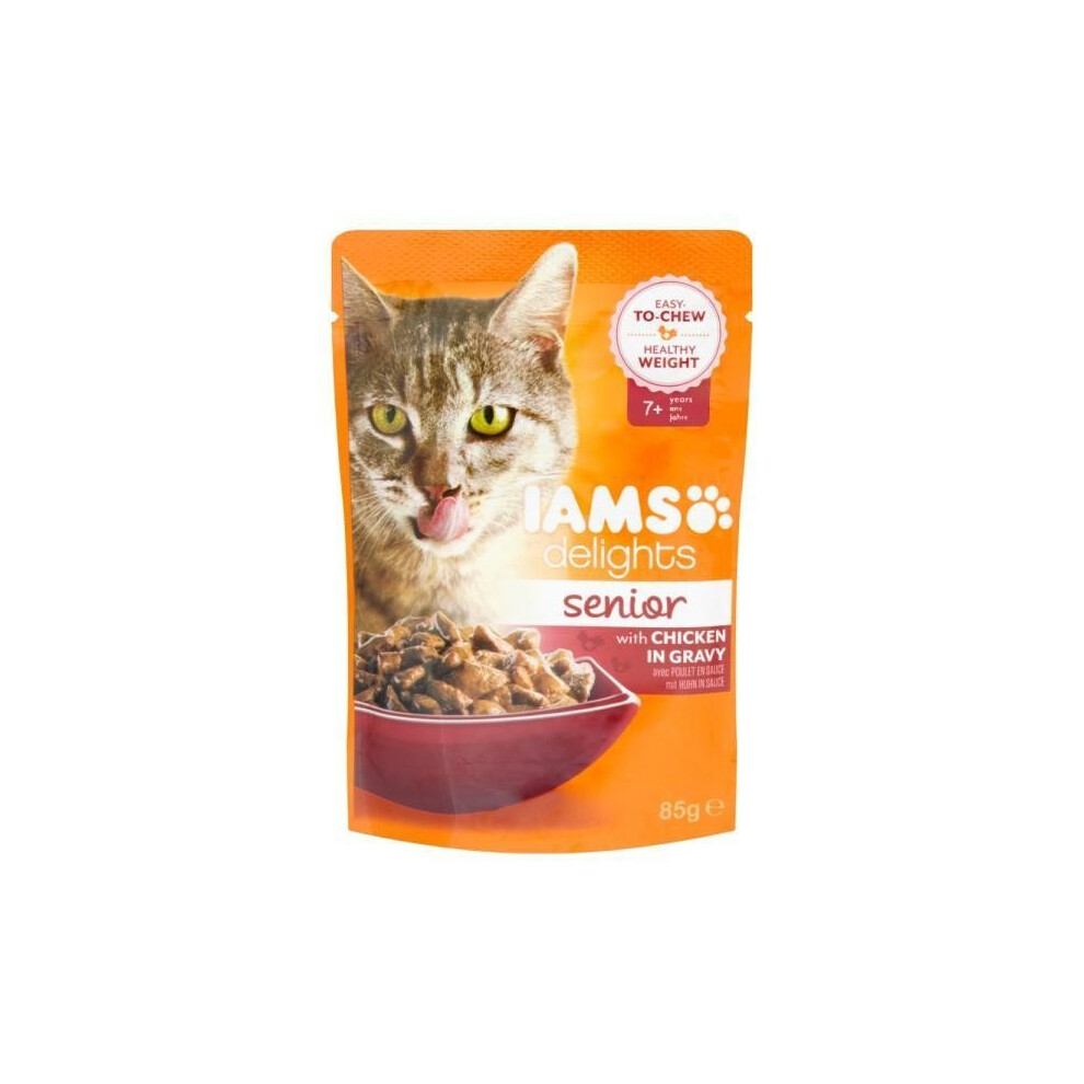 Iams Senior Cat 7+ Delights Chicken In Gravy Cat Food (24x85g)