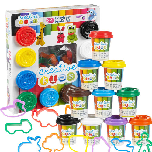 The Magic Toy Shop 22 Pc Creative Kids Modelling Dough Craft Clay Set Boys & Girls Gift Playset