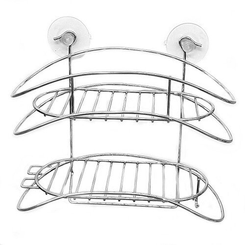 Stainless Steel Shower Caddy Bath Organizer Shelf Wire Basket Suction 2