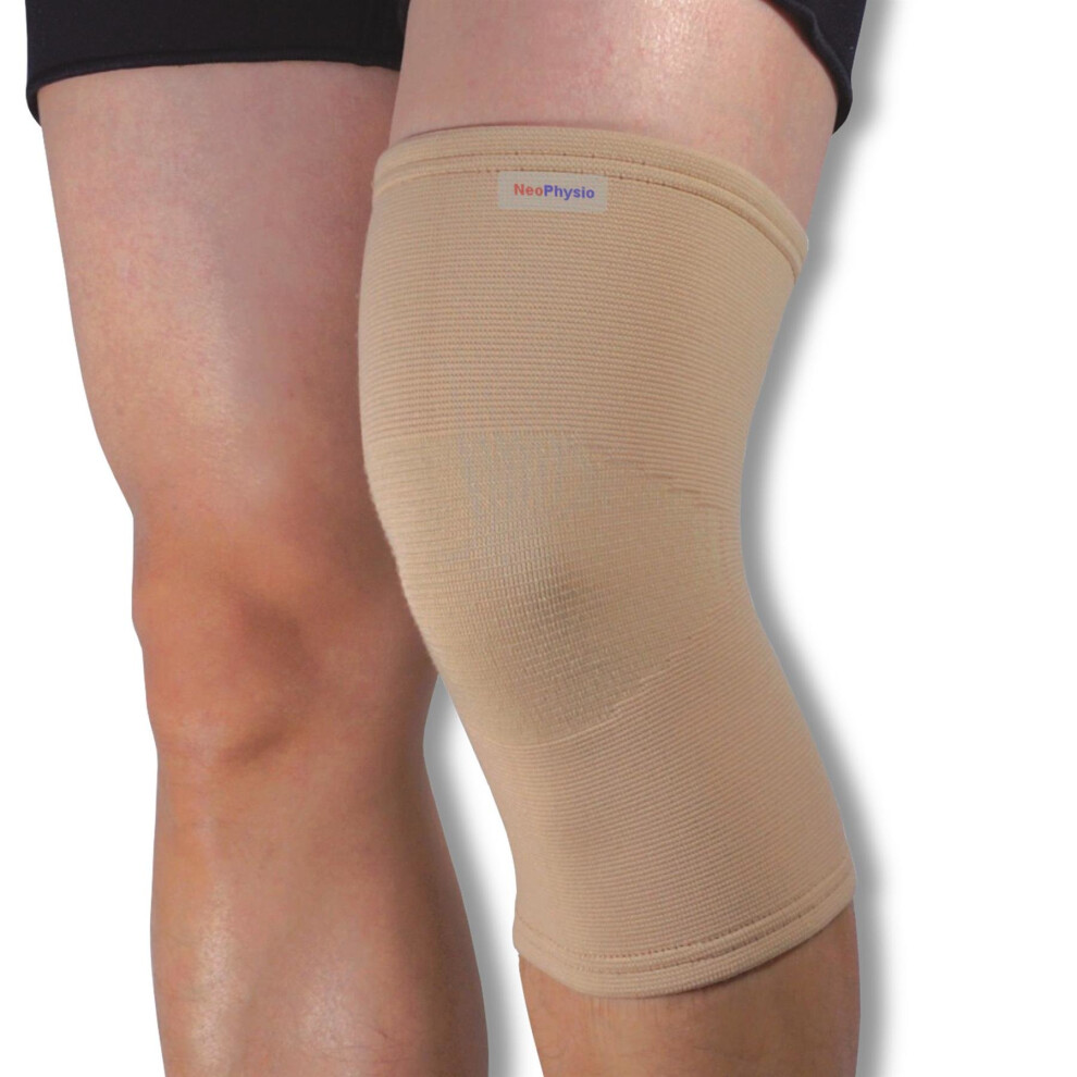 (Beige, Large = 38-42cm) Medical Grade Elastic Compression Knee Support