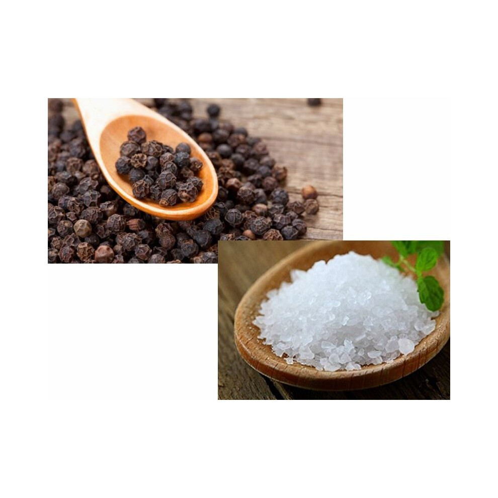 Jalpur Millers Spice Combo Pack - Sea Salt Coarse 200G - Whole Peppercorns 100G (2 Pack) Black