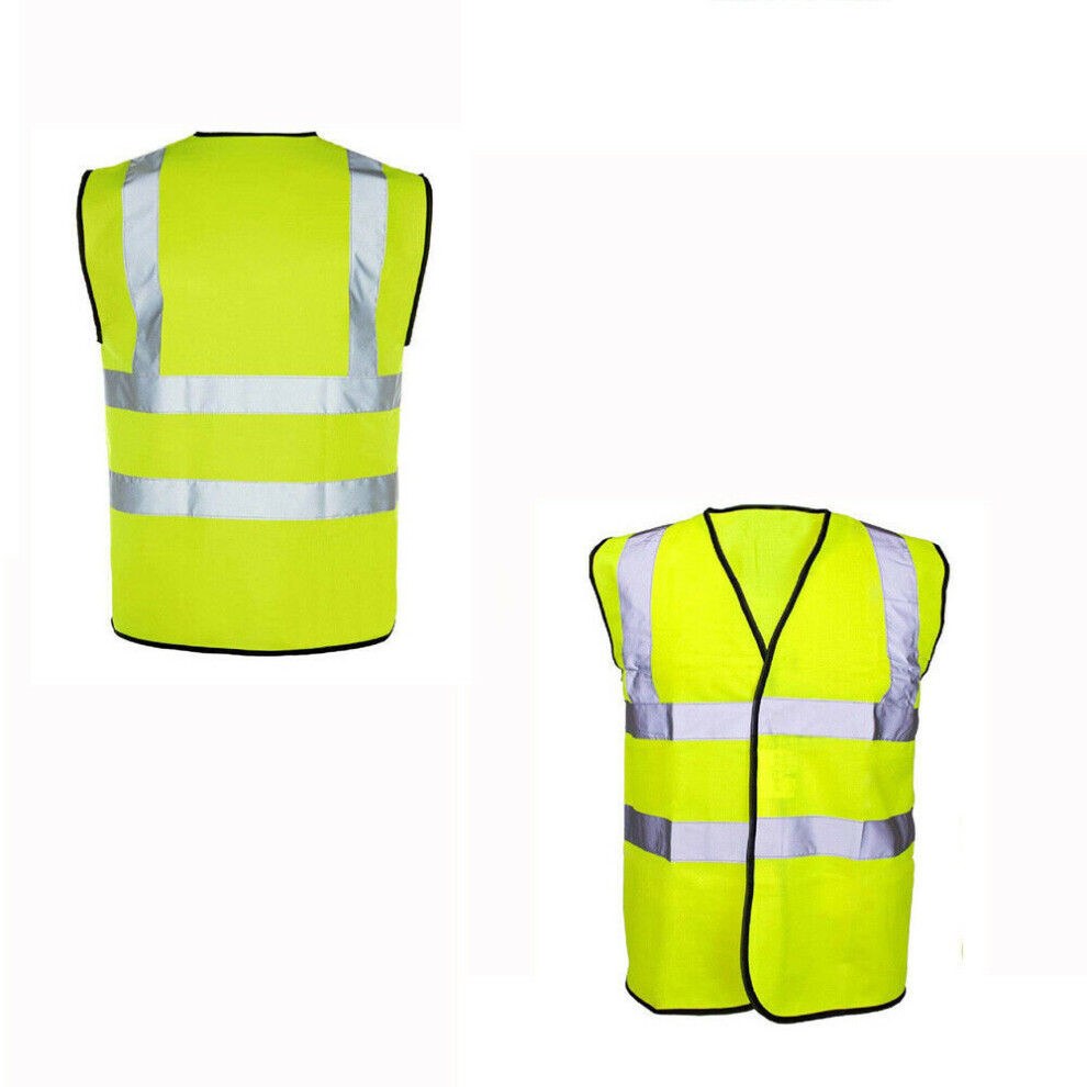 Large Yellow Viz Visibility Reflective Strips Vest Waistcoat Safety 5056051481201
