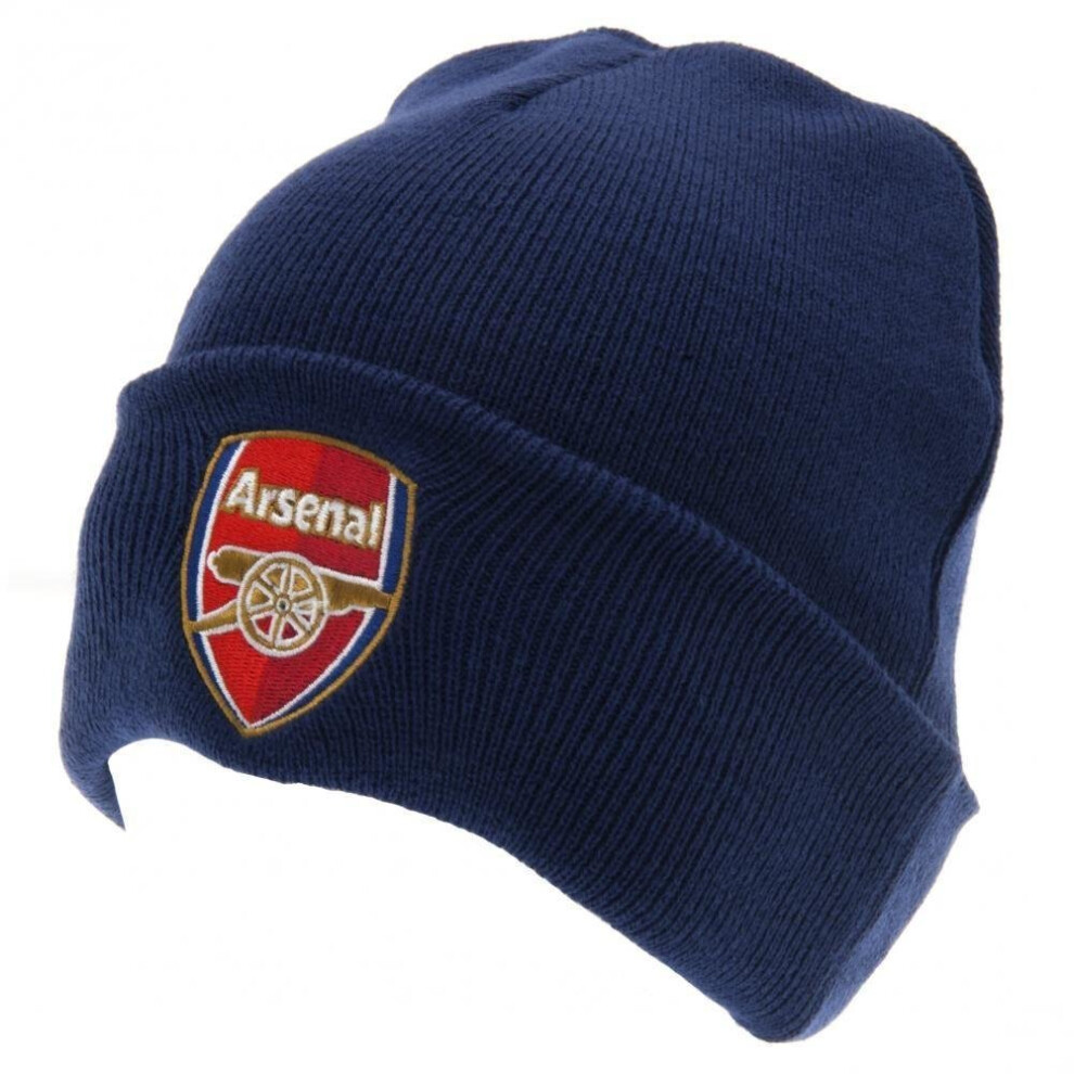 (One Size, Navy) Arsenal FC Unisex Adults TU Crest Knitted Hat