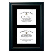 Campus Images SBBS001DD-810 8 x 10 in. Double Degree Satin Black Certificate Frame with Black & Silver Mats