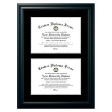 Campus Images SBBS001DD-1114 11 x 14 in. Double Degree Satin Black Certificate Frame with Black & Silver Mats
